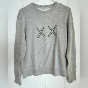 KAWS X Sesame Street XX UT Uniqlo Sweatshirt Mens XS Gray Crew Neck Cotton Print